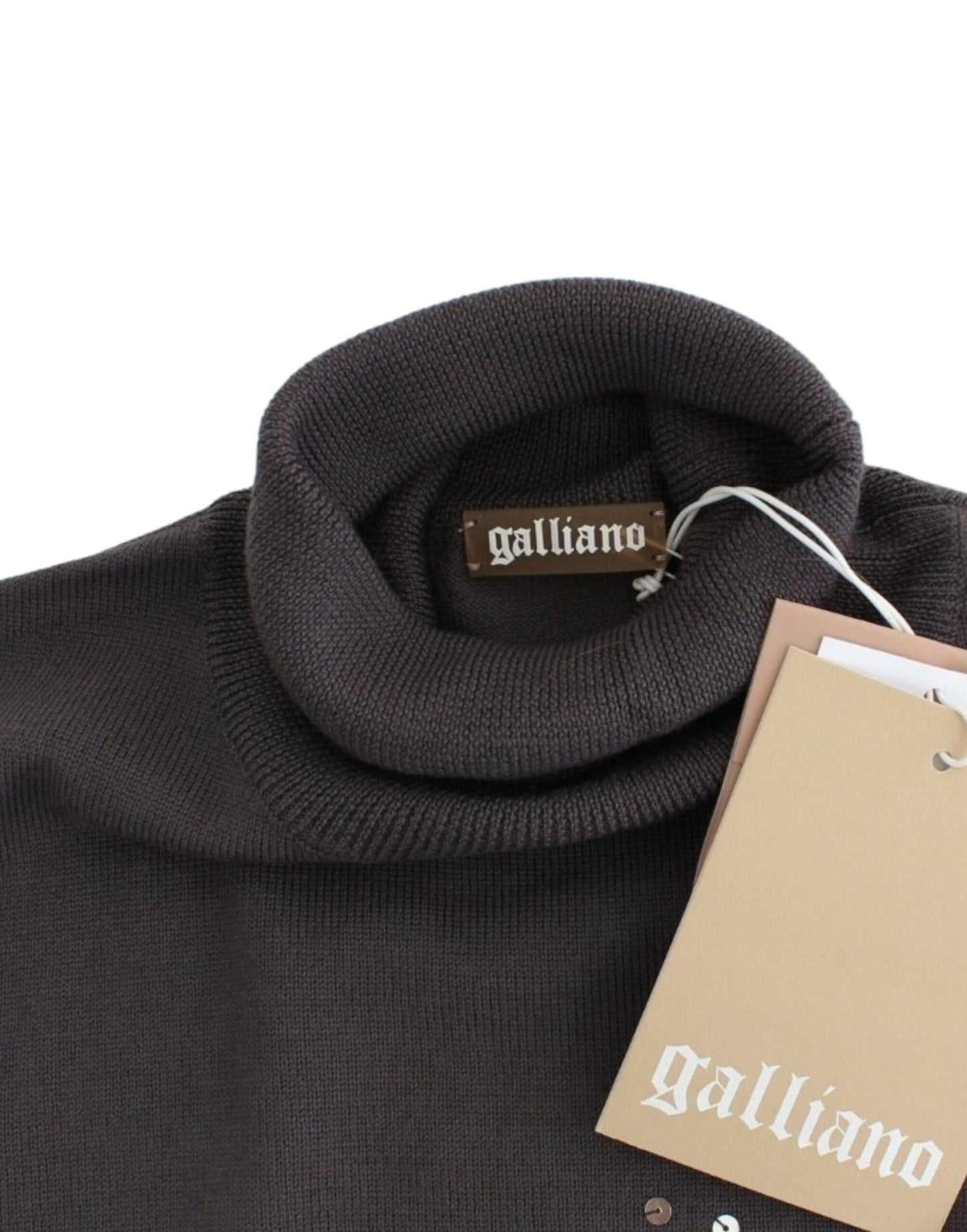 Maglione dolcevita in cotone marrone John Galliano