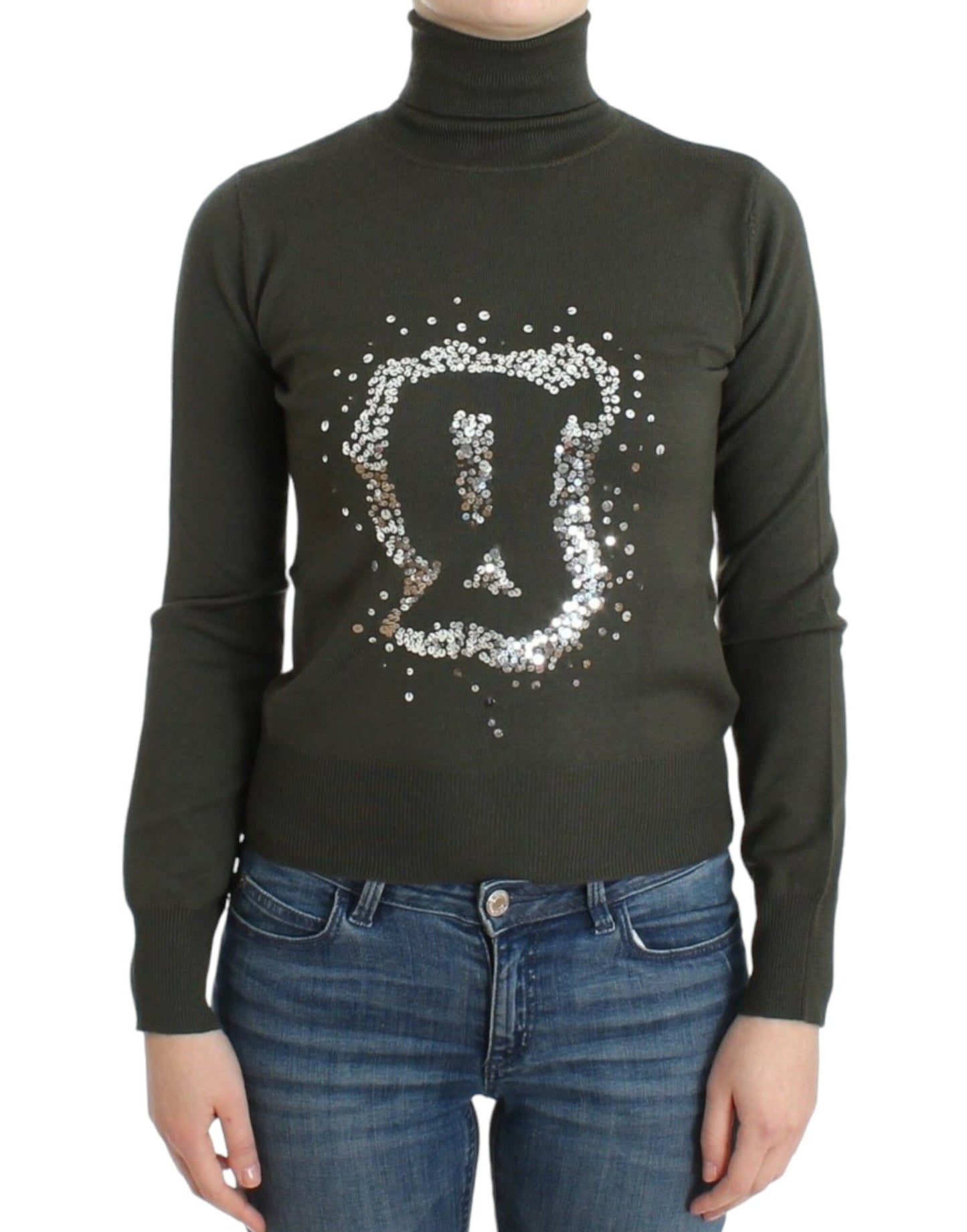 Maglione dolcevita in lana verde John Galliano