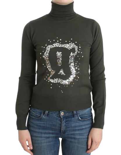 Maglione dolcevita in lana verde John Galliano