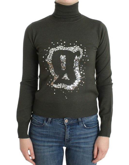 Maglione dolcevita in lana verde John Galliano