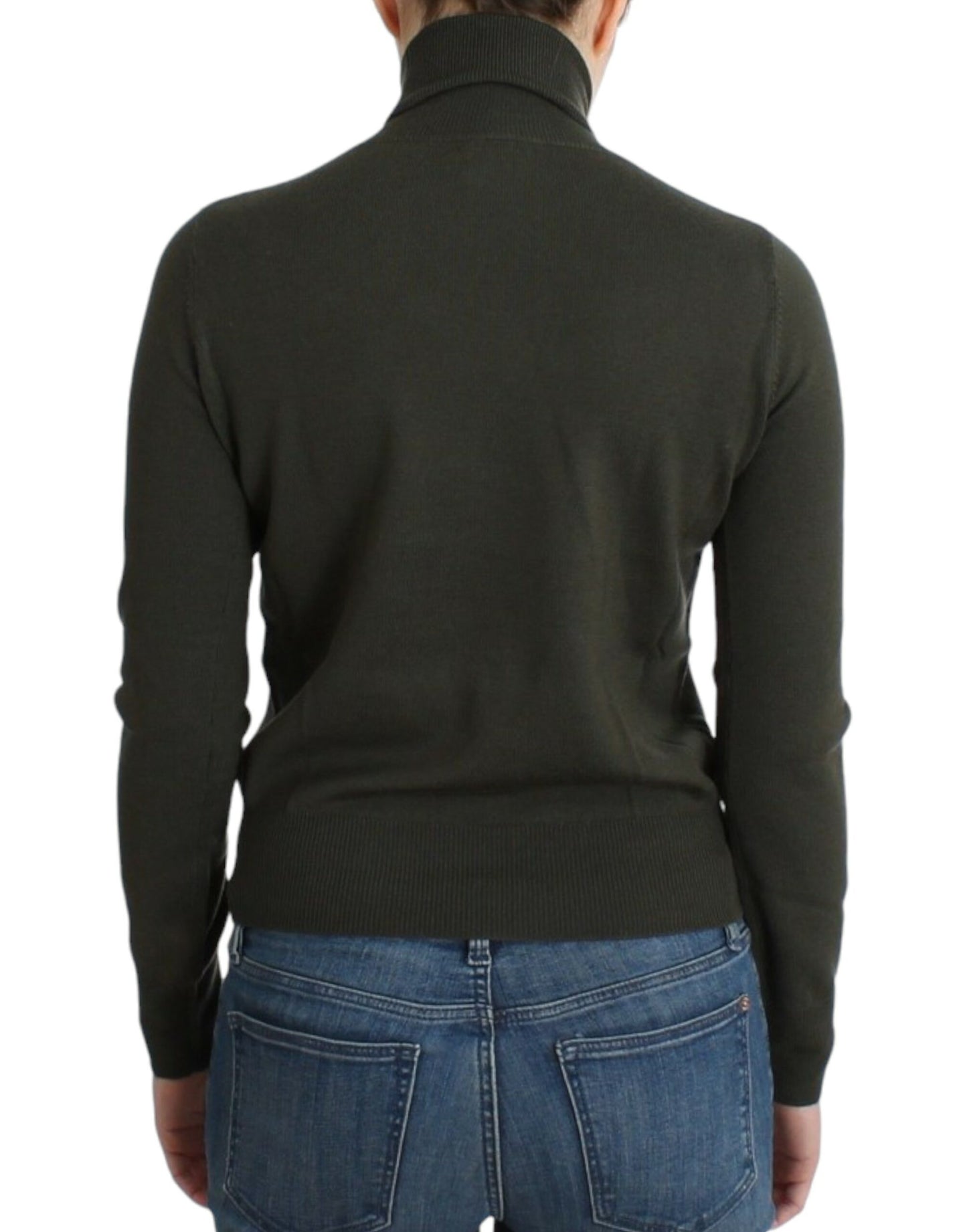 Maglione dolcevita in lana verde John Galliano