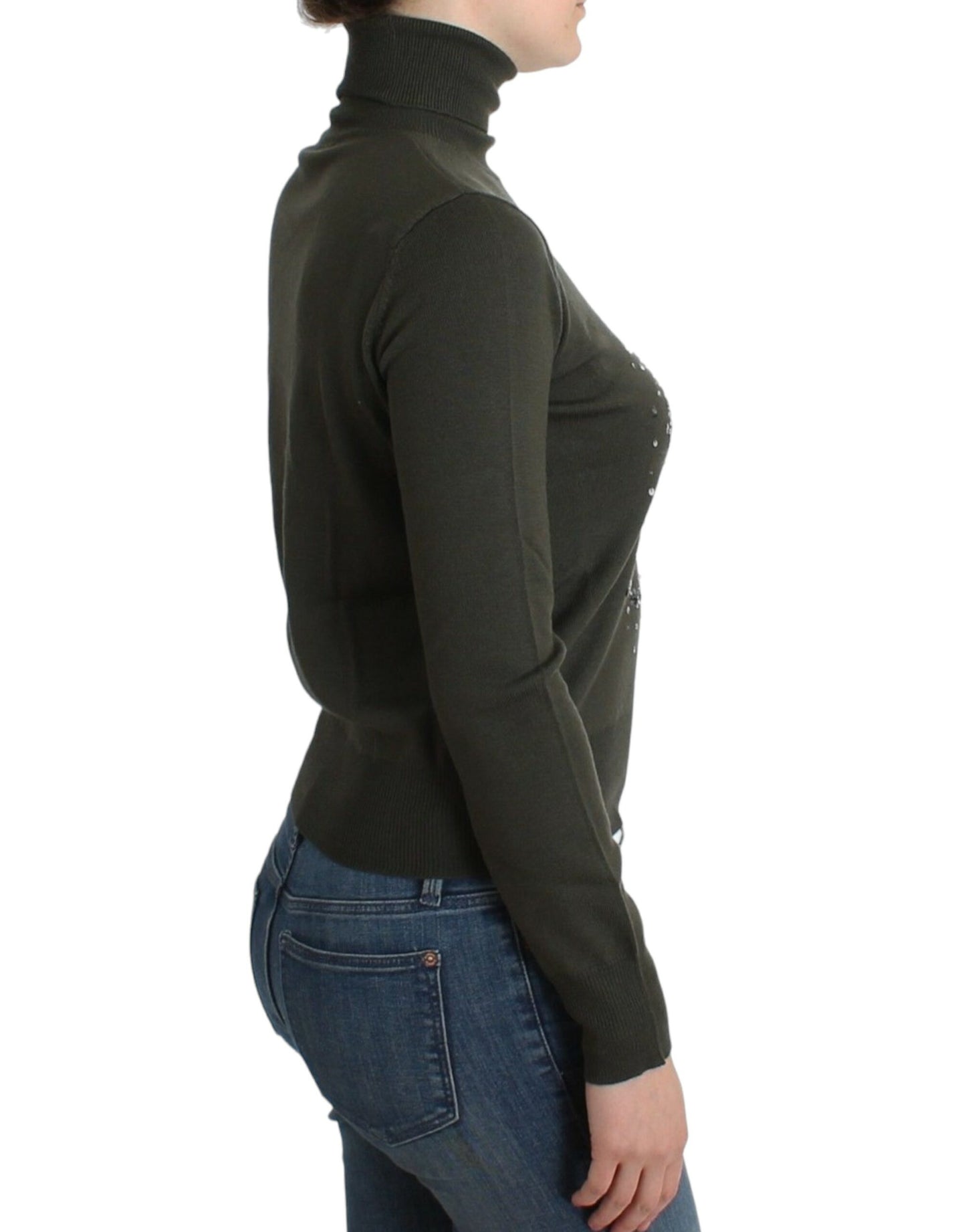 Maglione dolcevita in lana verde John Galliano
