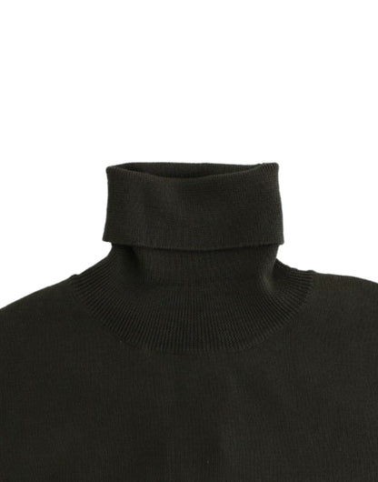 Maglione dolcevita in lana verde John Galliano