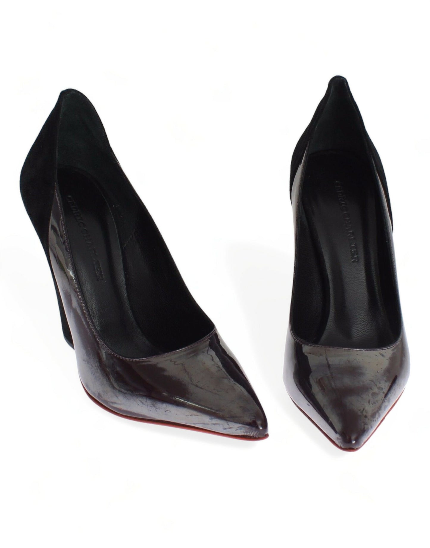 Scarpe con tacco e décolleté in pelle scamosciata grigia nera Cédric Charlier