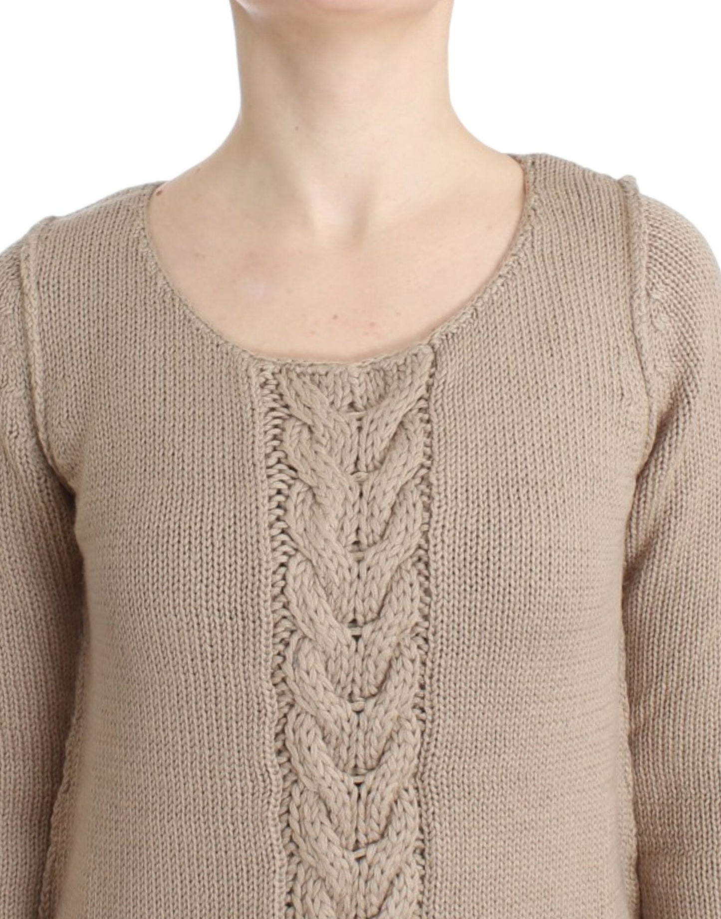 Maglione di lana lavorato a maglia beige Cavalli