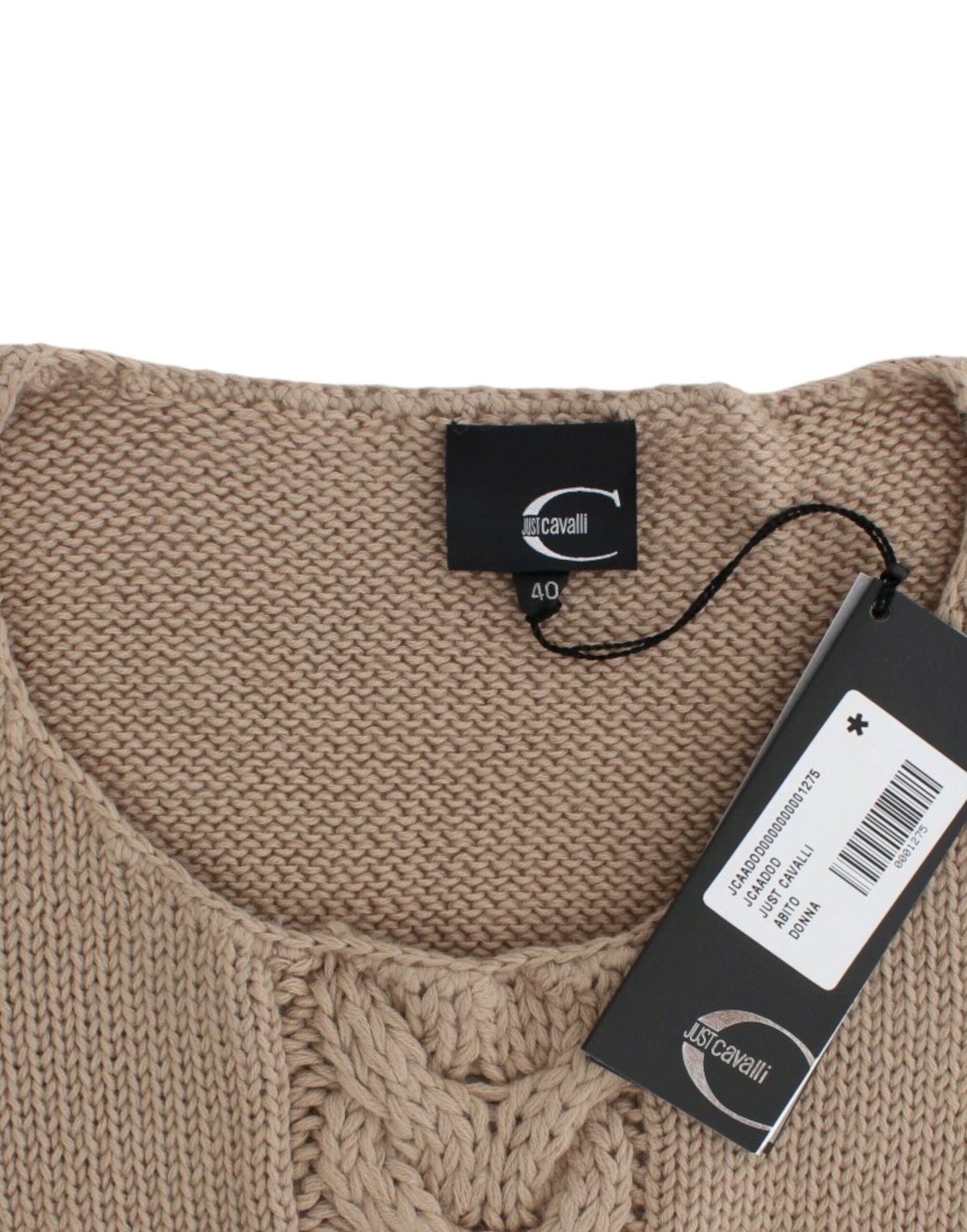 Maglione di lana lavorato a maglia beige Cavalli