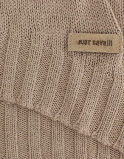 Maglione di lana lavorato a maglia beige Cavalli