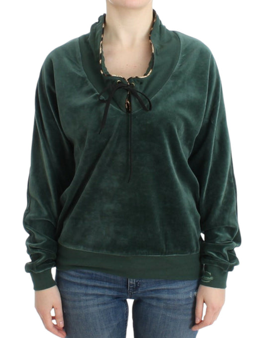 Maglione in velluto di cotone verde Cavalli
