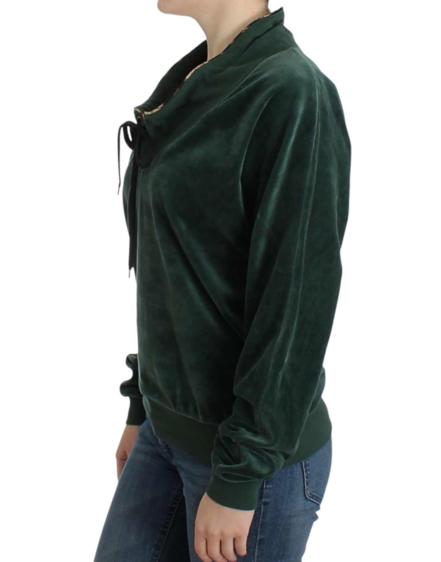 Maglione in velluto di cotone verde Cavalli