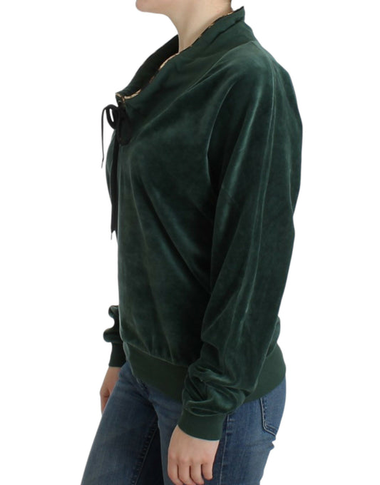 Maglione in velluto di cotone verde Cavalli