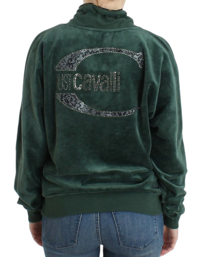 Maglione in velluto di cotone verde Cavalli