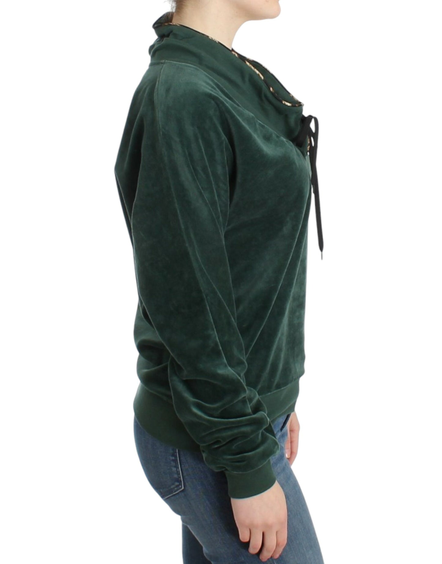 Maglione in velluto di cotone verde Cavalli
