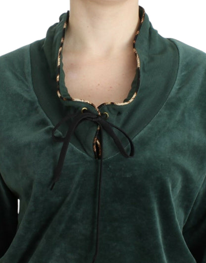 Maglione in velluto di cotone verde Cavalli