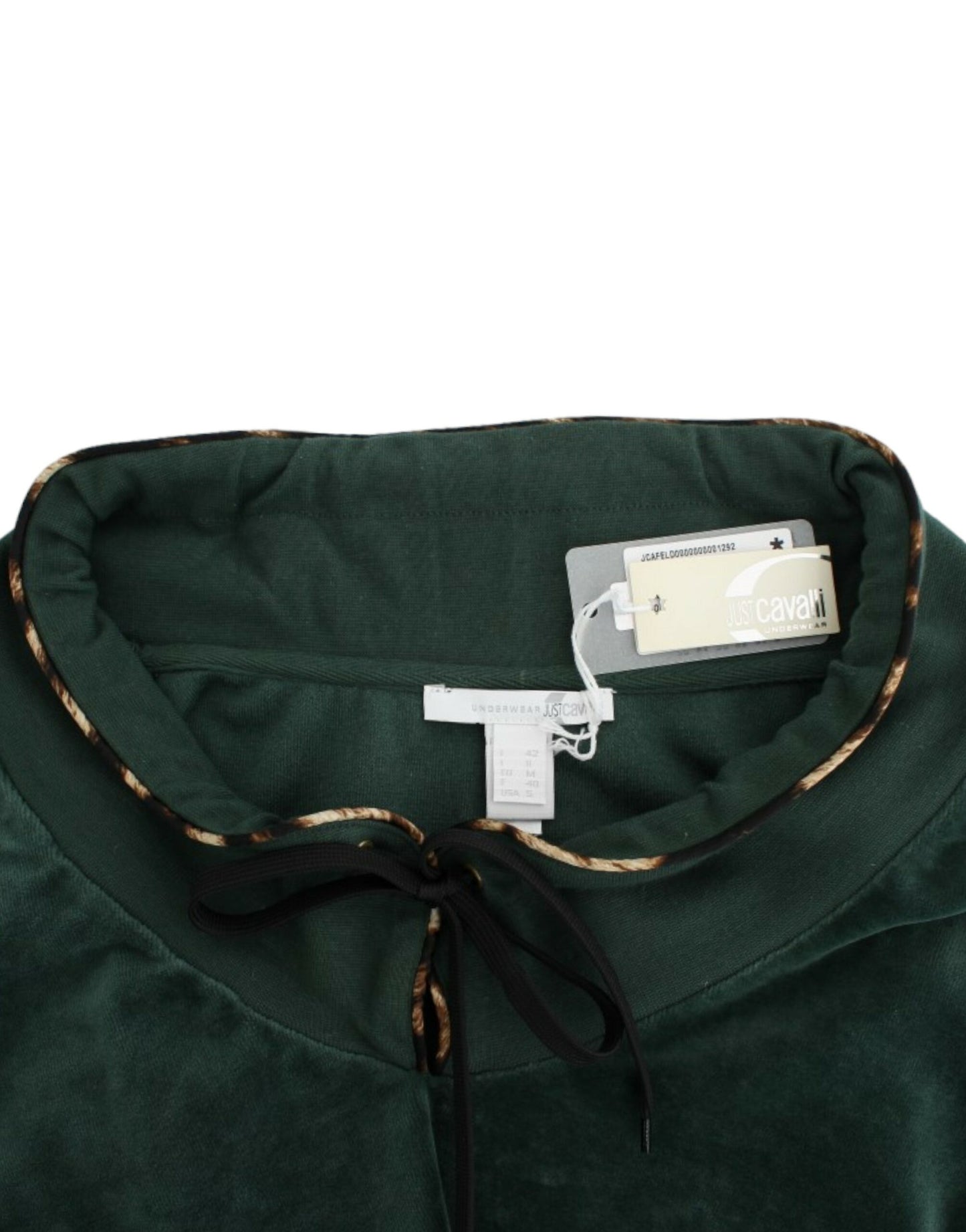 Maglione in velluto di cotone verde Cavalli