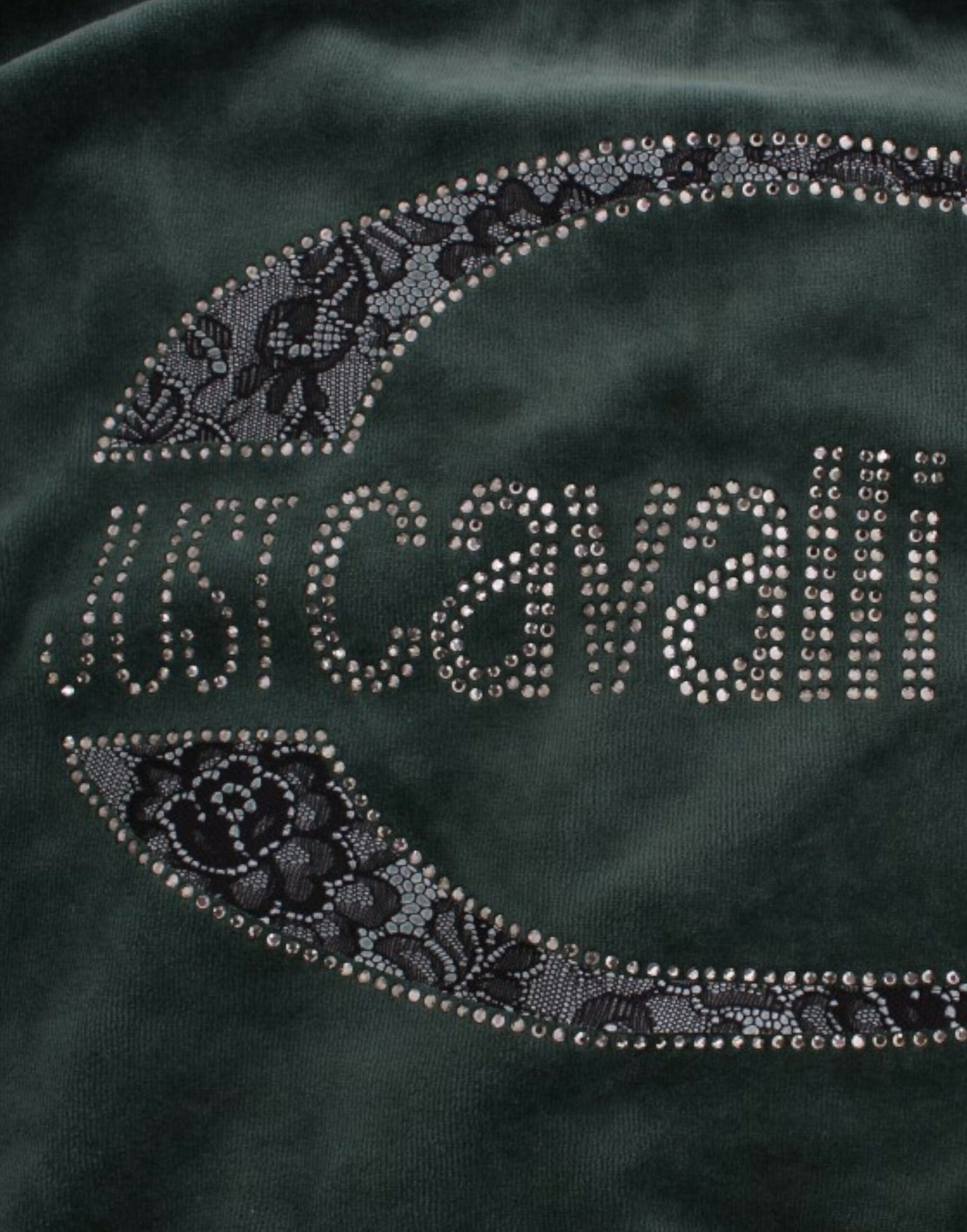 Maglione in velluto di cotone verde Cavalli