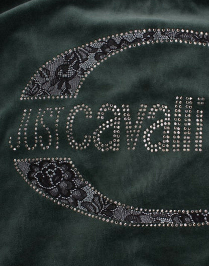 Maglione in velluto di cotone verde Cavalli