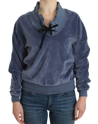 Maglione in velluto di cotone blu Cavalli