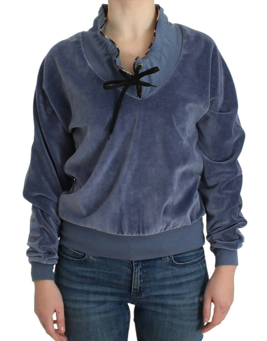 Maglione in velluto di cotone blu Cavalli