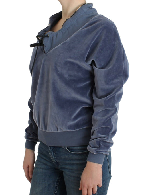Maglione in velluto di cotone blu Cavalli