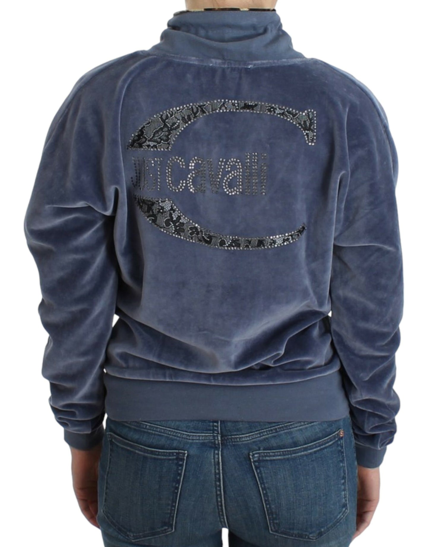 Maglione in velluto di cotone blu Cavalli
