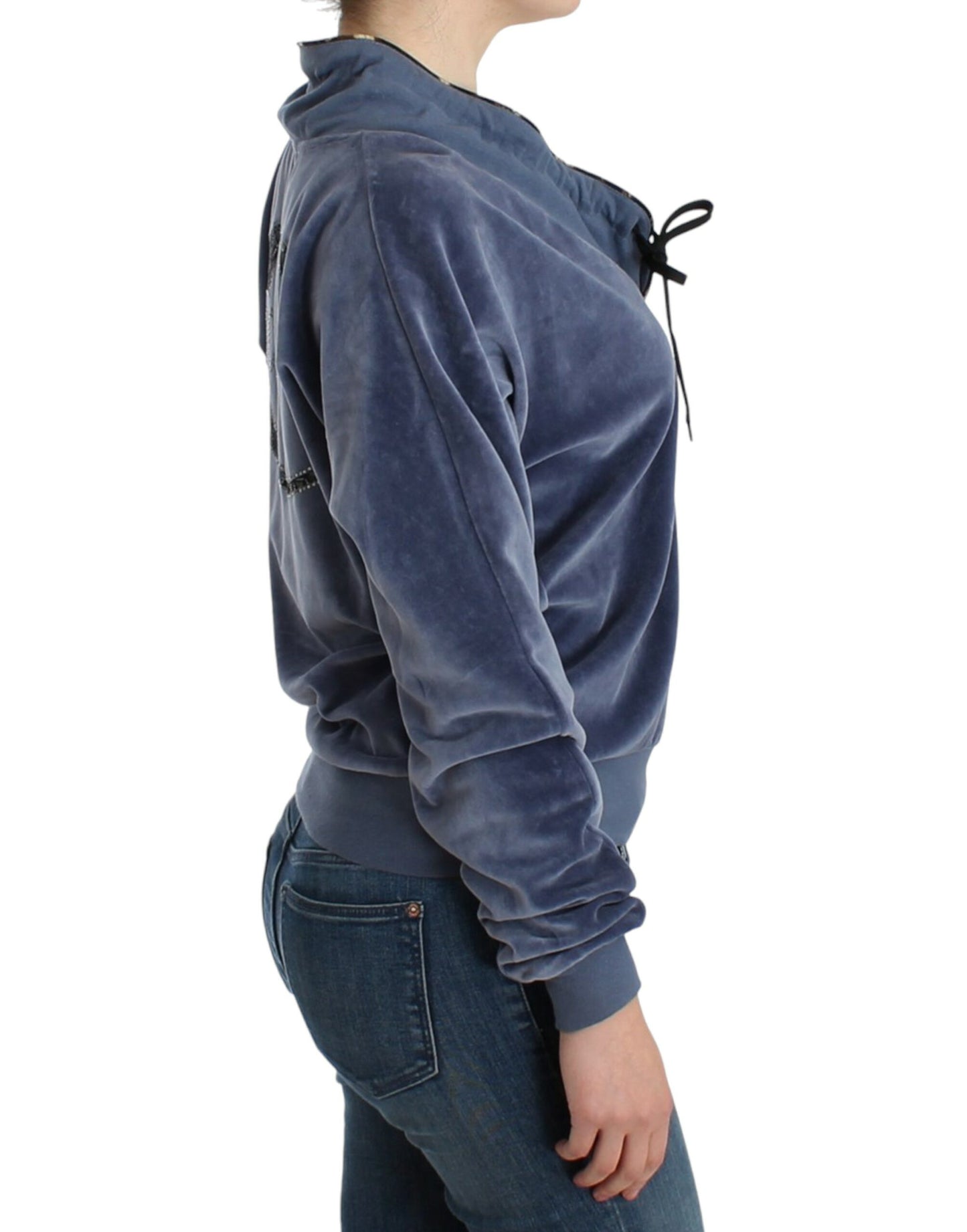 Maglione in velluto di cotone blu Cavalli