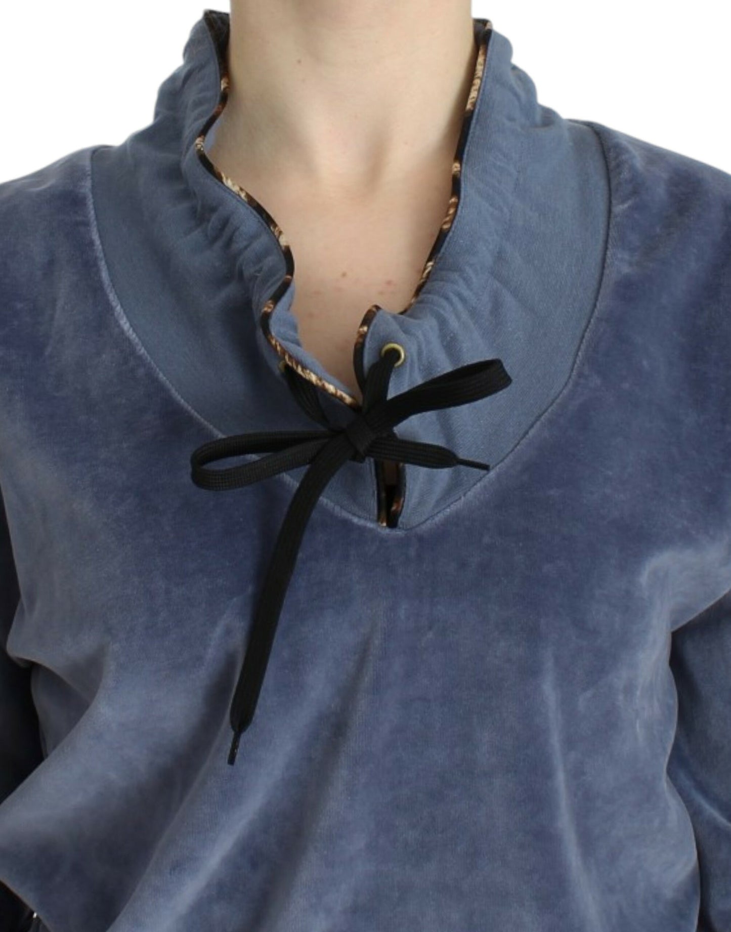 Maglione in velluto di cotone blu Cavalli