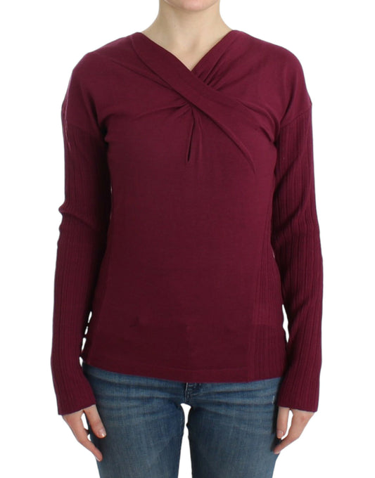 Maglione di lana lavorato a maglia viola Cavalli
