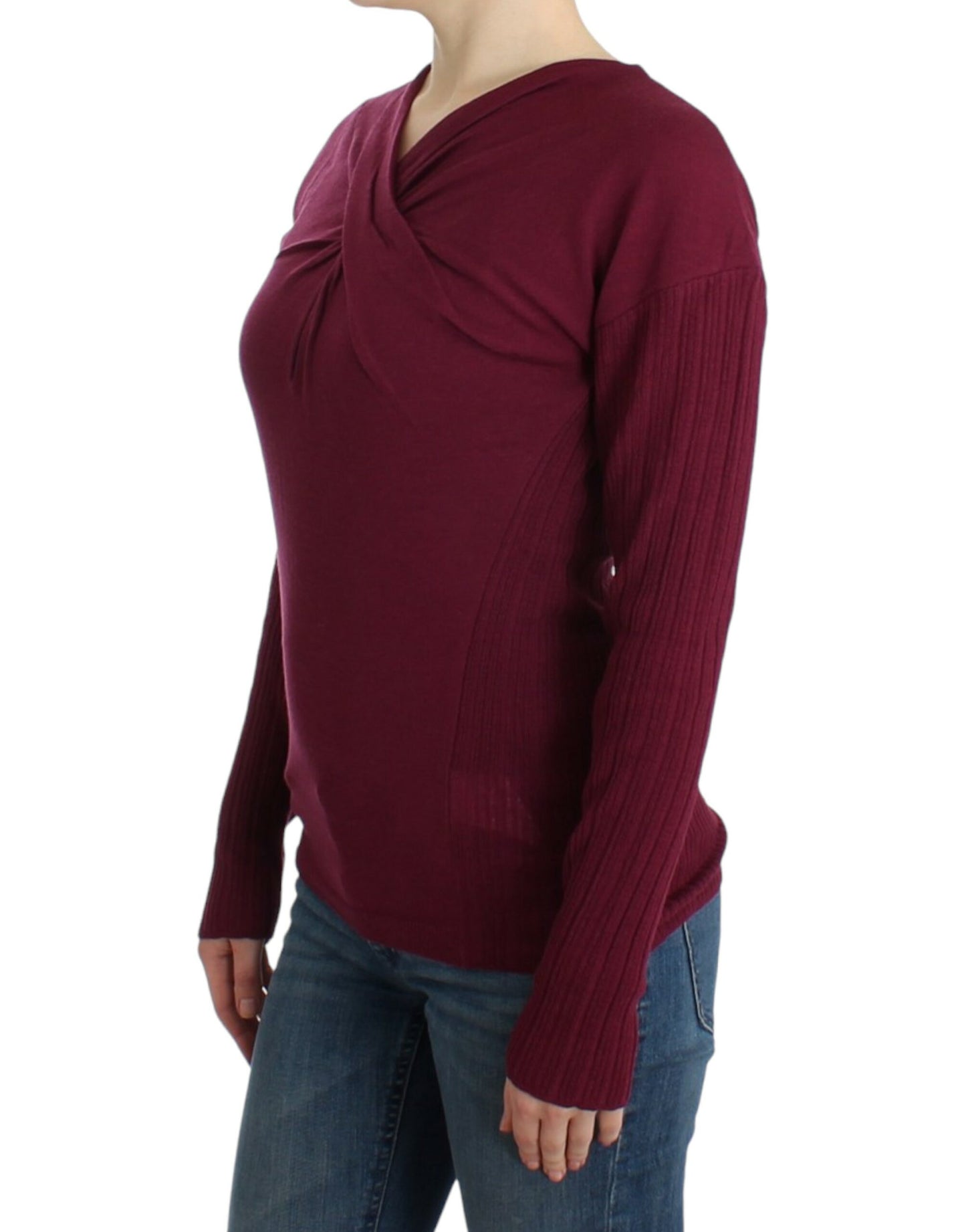 Maglione di lana lavorato a maglia viola Cavalli