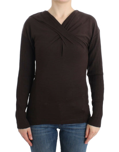 Maglione di lana lavorato a maglia Cavalli Brown