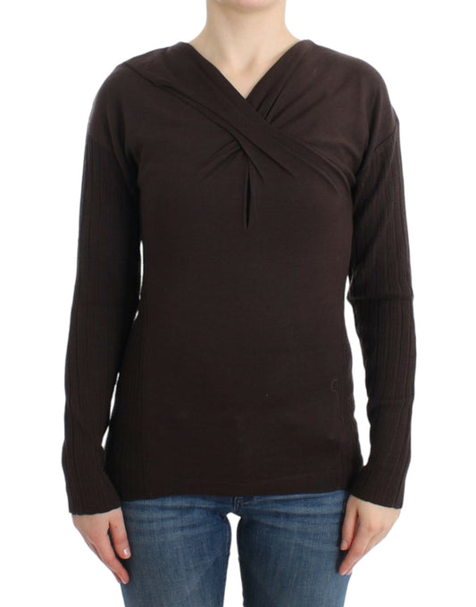 Maglione di lana lavorato a maglia Cavalli Brown