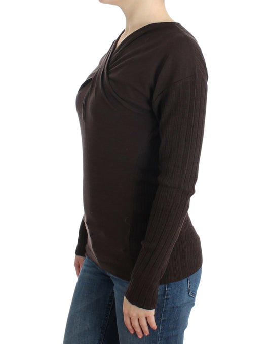Maglione di lana lavorato a maglia Cavalli Brown