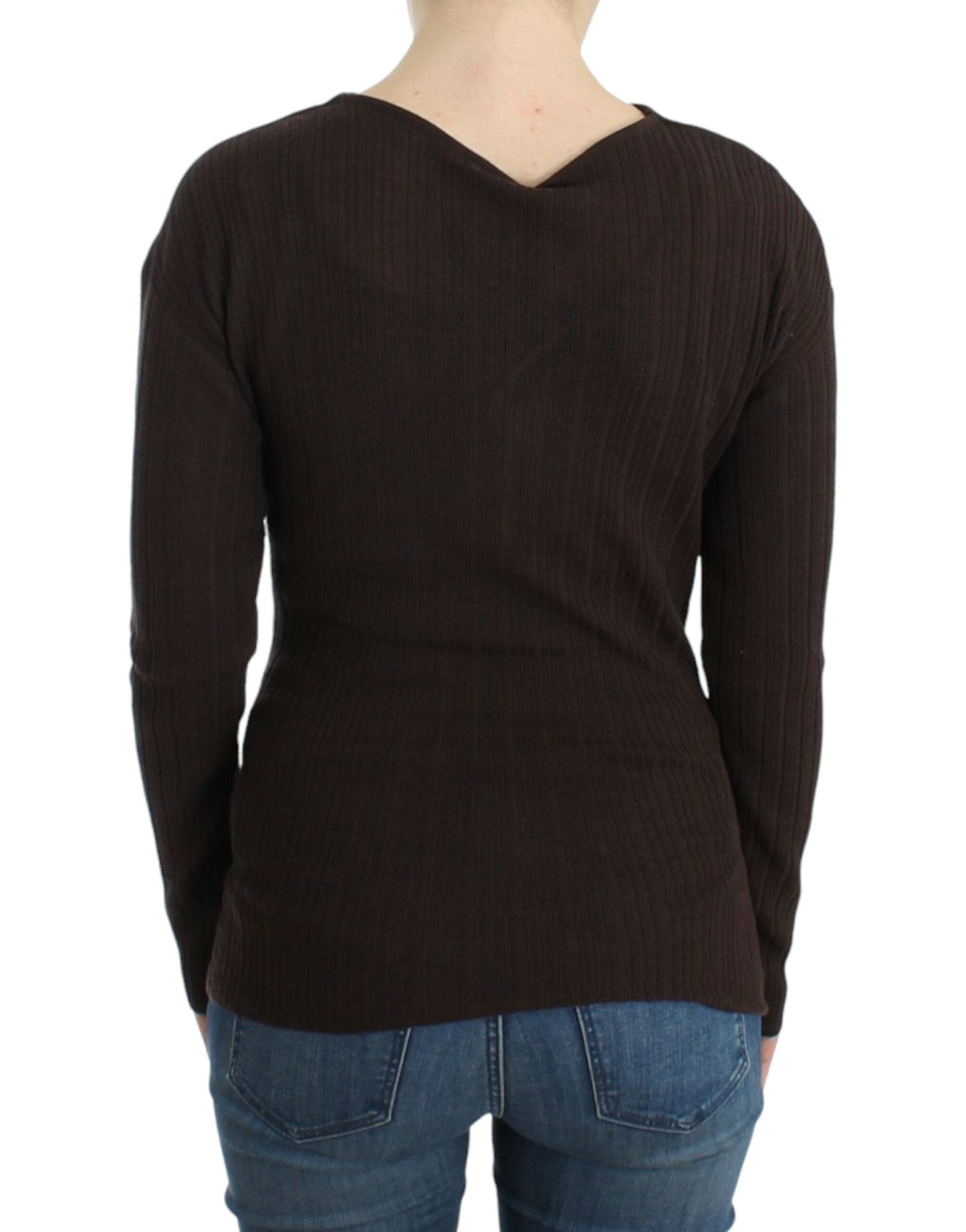 Maglione di lana lavorato a maglia Cavalli Brown