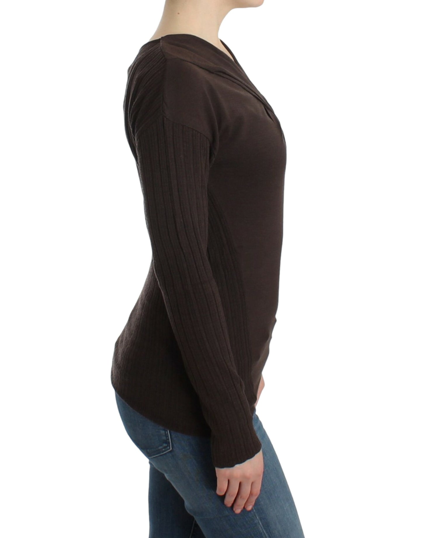 Maglione di lana lavorato a maglia Cavalli Brown