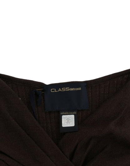 Maglione di lana lavorato a maglia Cavalli Brown
