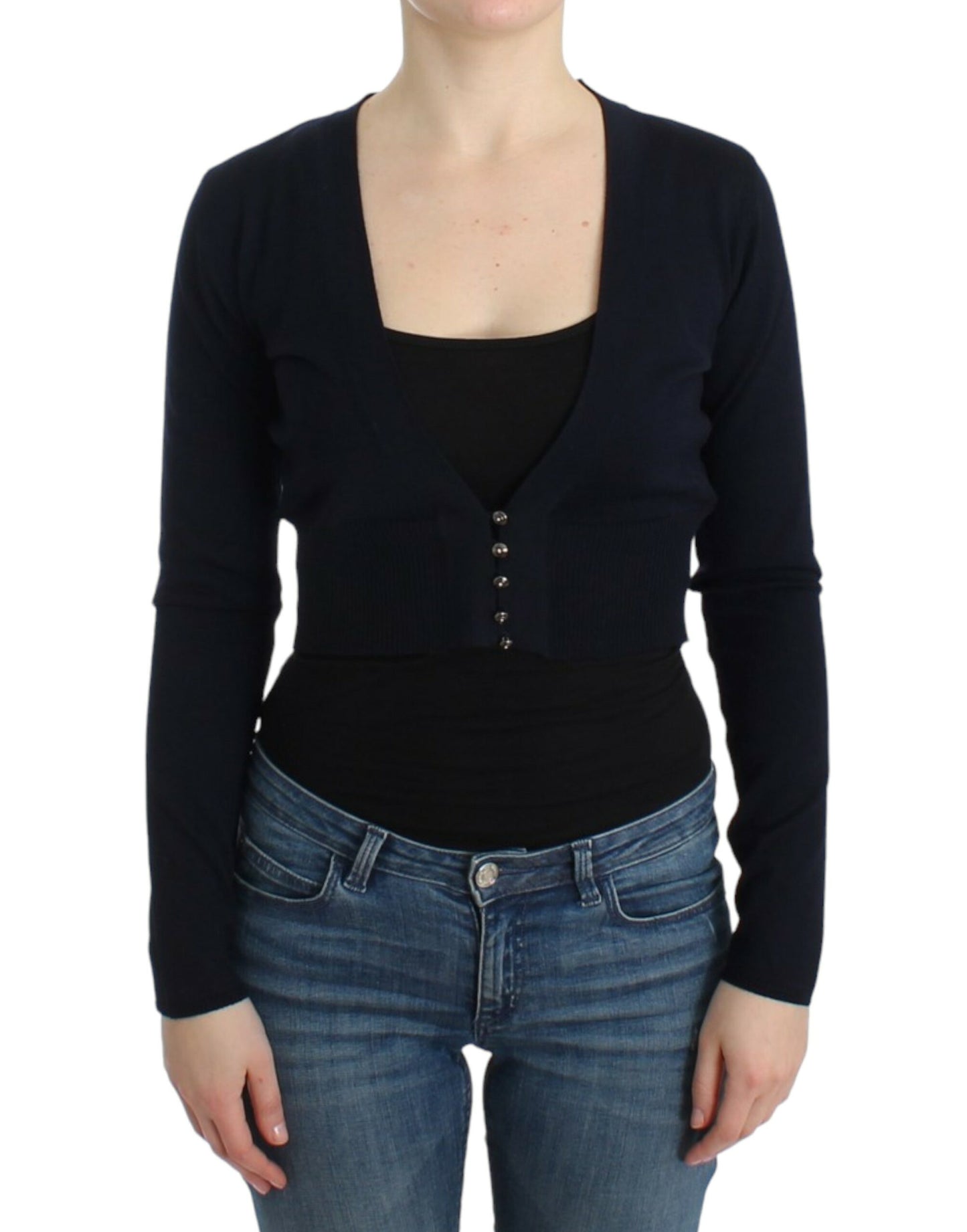 Cardigan corto in lana nera Cavalli