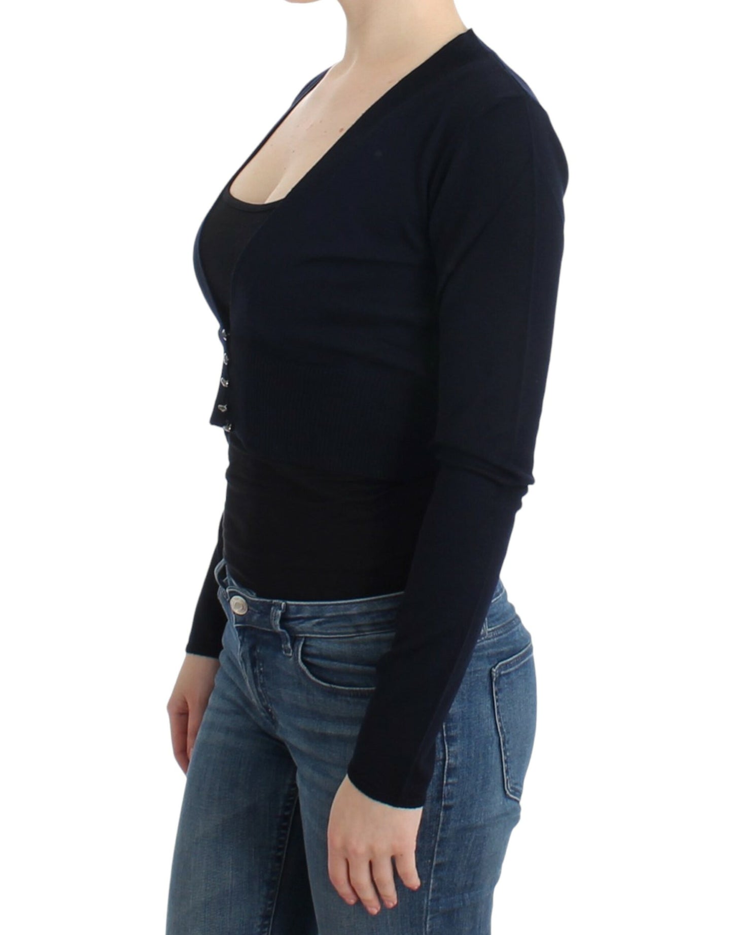 Cardigan corto in lana nera Cavalli