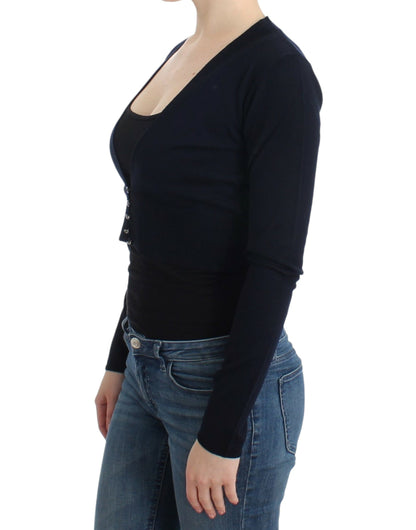 Cardigan corto in lana nera Cavalli