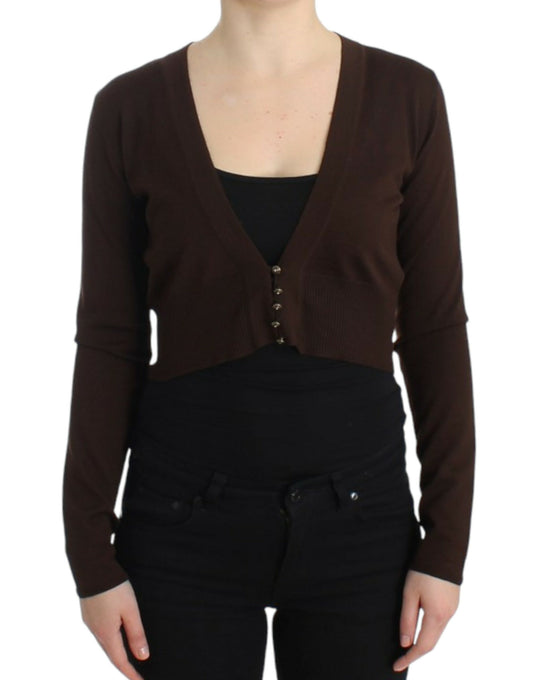 Cardigan corto in lana marrone Cavalli