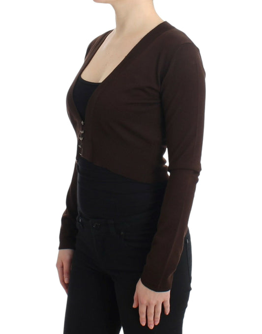 Cardigan corto in lana marrone Cavalli