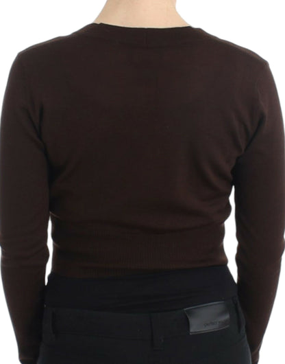 Cardigan corto in lana marrone Cavalli