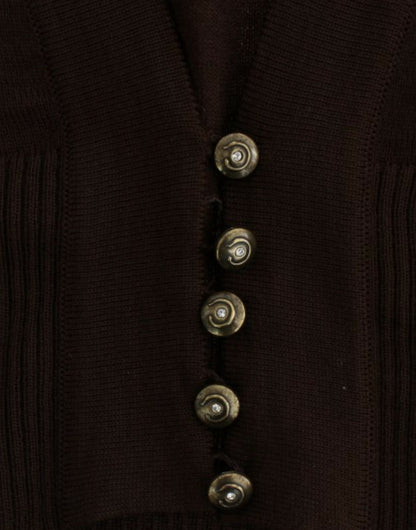 Cardigan corto in lana marrone Cavalli
