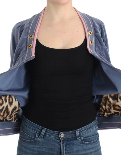 Maglione con zip in velluto blu Cavalli