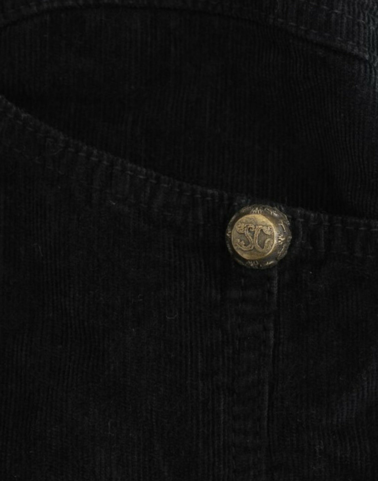 Gonna a tubino in velluto a coste nero Cavalli