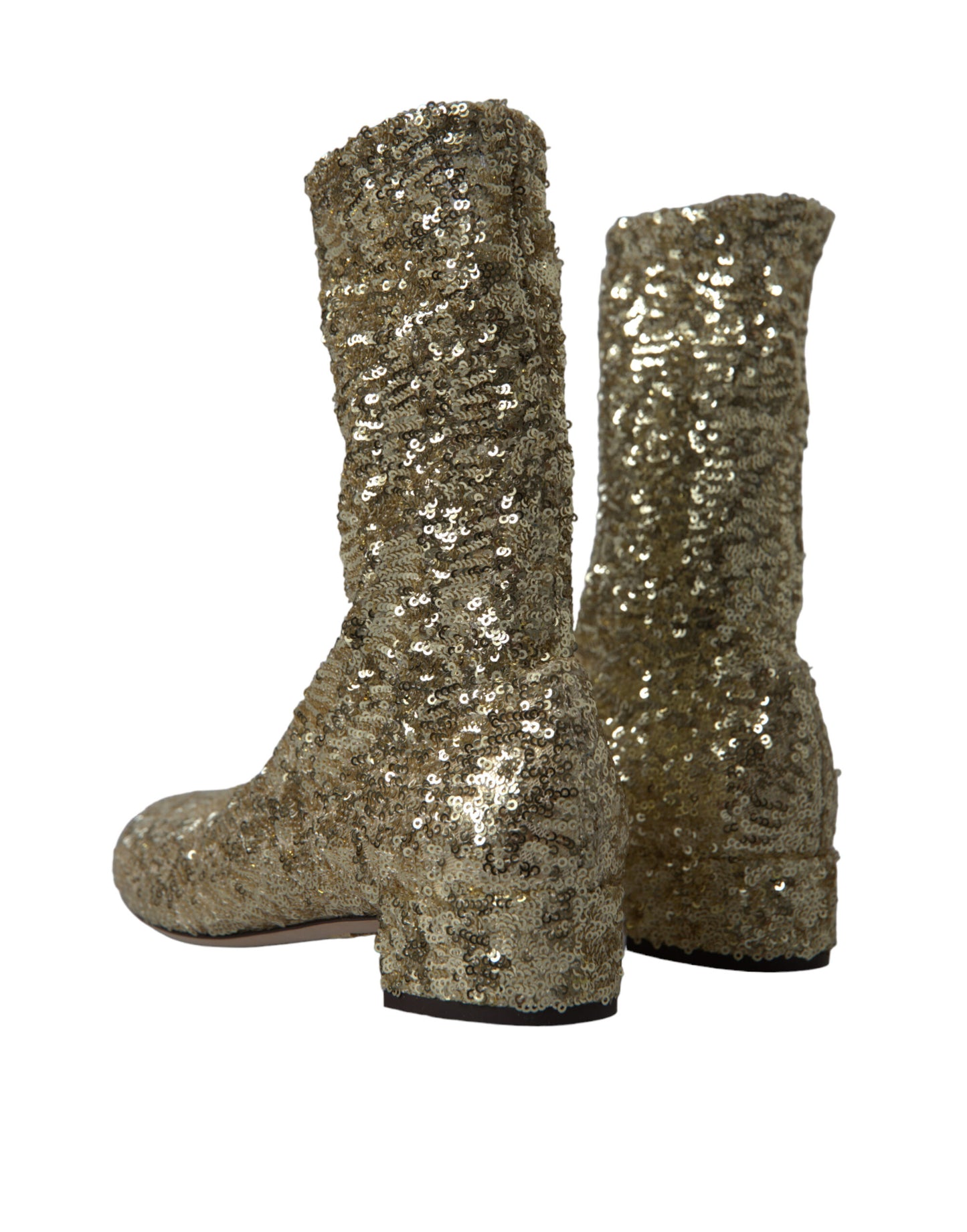 Dolce &amp; Gabbana Stivaletti corti con paillettes dorate e scarpe elasticizzate