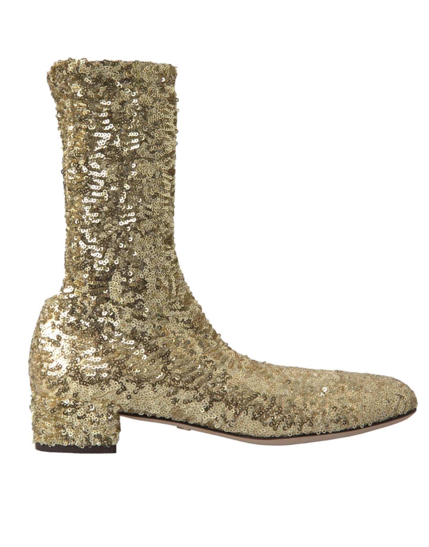 Dolce &amp; Gabbana Stivaletti corti con paillettes dorate e scarpe elasticizzate