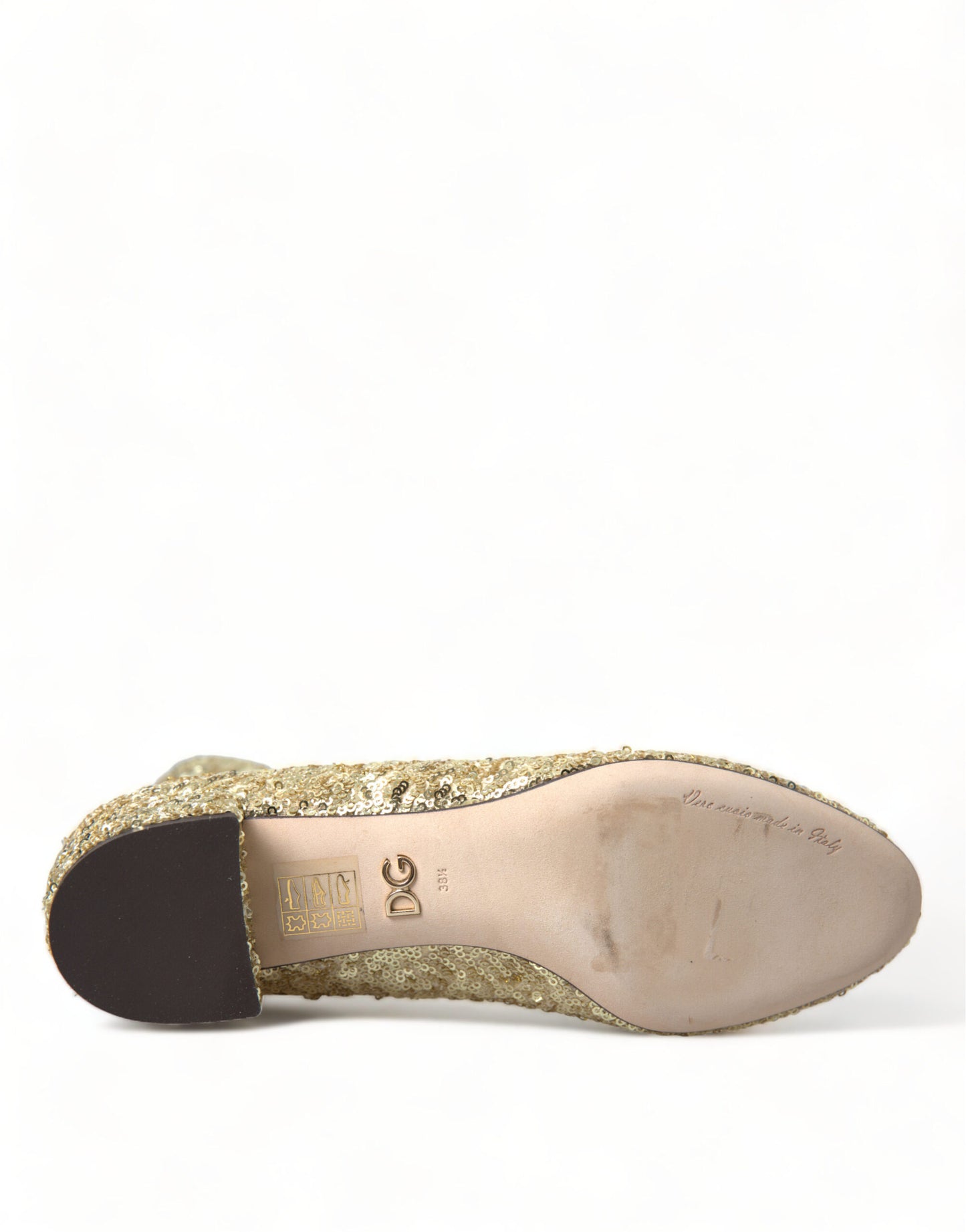Dolce &amp; Gabbana Stivaletti corti con paillettes dorate e scarpe elasticizzate