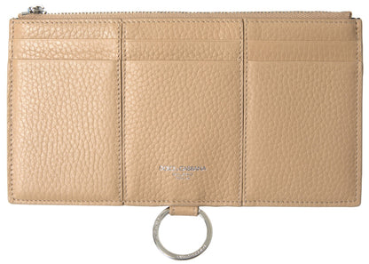 Portafoglio con tracolla Dolce &amp; Gabbana in pelle beige e porta carte di credito