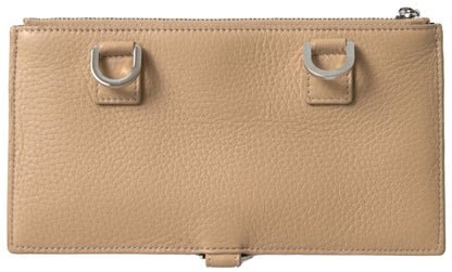 Portafoglio con tracolla Dolce &amp; Gabbana in pelle beige e porta carte di credito