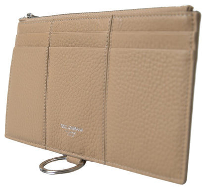 Portafoglio con tracolla Dolce &amp; Gabbana in pelle beige e porta carte di credito