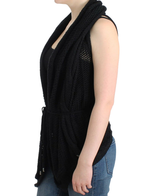 Cardigan lavorato a maglia senza maniche nero Costume National